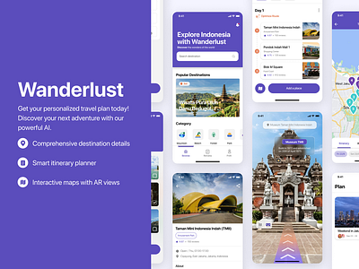 Wanderlust: AI-Powered Travel Planner App app travel ui ux