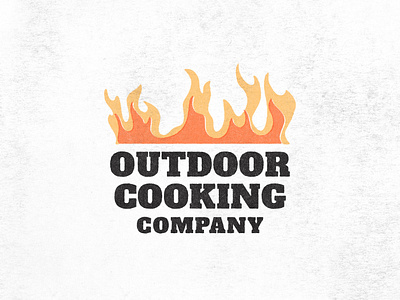 Outdoor Cooking Co. • Logo Concept bbq chef concept cooking fire flame grill grunge logo paper screen printing texture