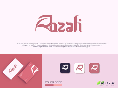 Rozali - R with Leaf Cosmetics Brand Logo Design brand identity branding cosmetc brand cosmetics logo leaf logo logo logo design logodesigner logos logotype makeup makeup brand modern monogram r logo symbol