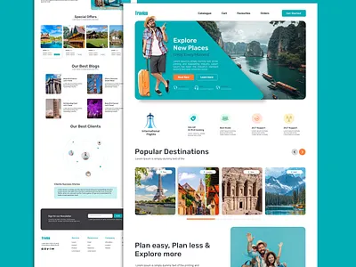 Landing Page For Travel Agency apps design branding design graphic design tourist travel travel agency web travel web ui ui design ux design web design website deisgn