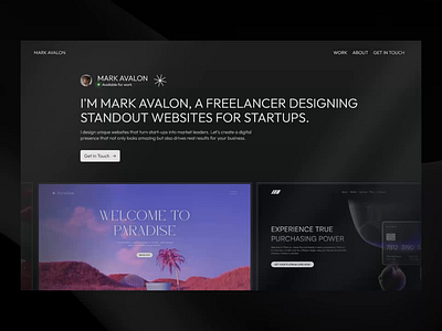 Avalon✨ - Modern Portfolio Template For Web Designers agency animations clean design framer framer template landing page portfolio portfolio site template ui uiux user interface web design web designer webdesign website