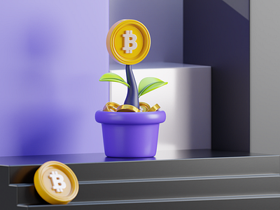 3D Bitcoin Plants 3d 3dicon bitcoin crypto graphic design render