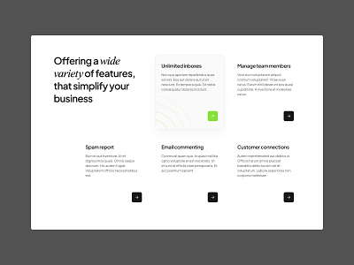 Features section for SaaS design graphic design typography ui ux