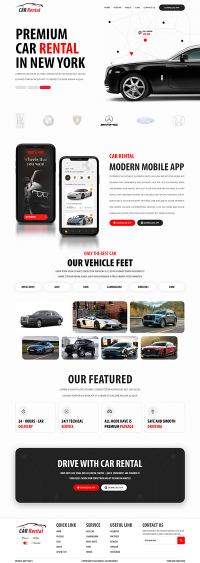 CAR RENTAL SERVICE WEBSITE DESIGN adobe photoshop behance branding creative design css design dribbble graphic design html javascript landing page logo ui design uiux web web design website website design wordpress xd