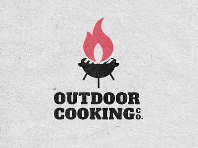 Outdoor Cooking Co. • Logo Concept barbeque bbq branding concept cooking fire flame grunge logo outdoor red screen printing slab serif texture