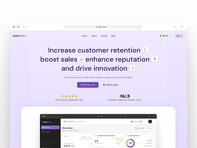 Landing Website for Clientshot app design flat landing page landing website minimal purple responsive skeumorphism ui web