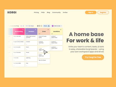 Korgi 🐶 🎨 - Landing Page branding design hero landing organize planding page product saas ui ux website