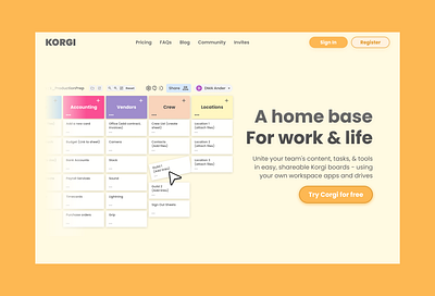 Korgi 🐶 🎨 - Landing Page branding design hero landing organize planding page product saas ui ux website