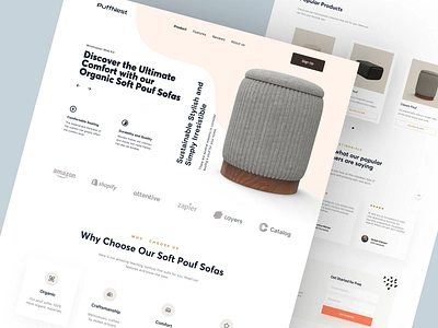 PuffNest - Shopify Website Design for Furniture ecommerce edible furniture homepage interface landing page product product details product landing page product website shopify shopify landing page shopify website single product store sofa store web design website woocommerce