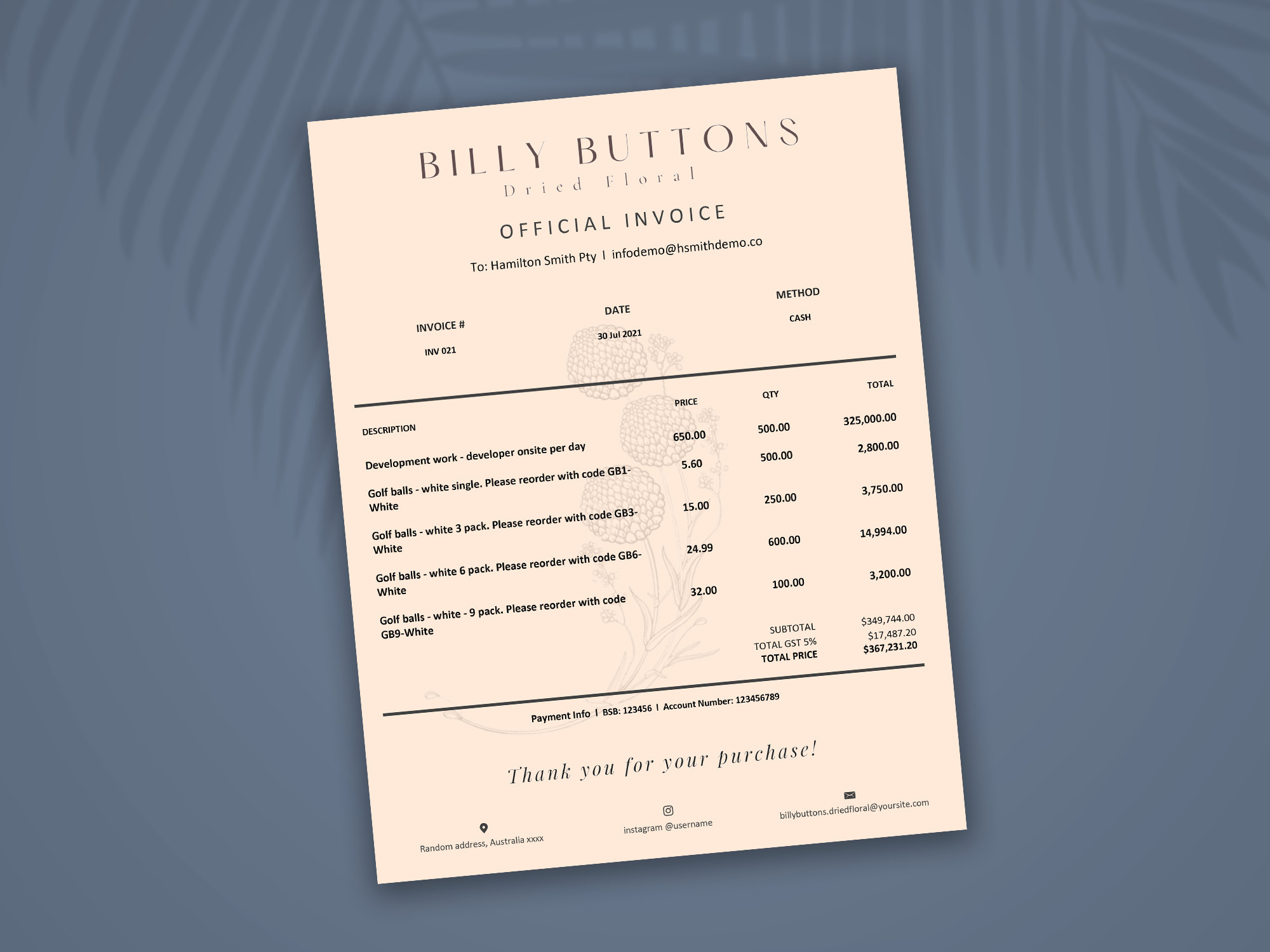 Example of Xero Custom Template Design