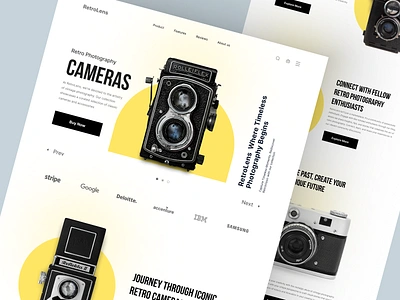 RetroLens - Shopify Website Design for Photography camera design ecommerce homepage illustration interface landing page photography product landing page product website shopify shopify landing page shopify website single product store store web design website woocommerce