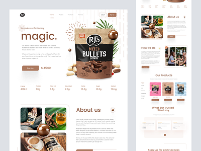 RJS - Shopify Website Design for Coffee candies coffee ecommerce food homepage interface landing page product product design product details product landing page shopify shopify landing page shopify website single product store store tea web design website woocommerce