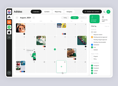 SMM Platform for a Marketing Agency Calendar blog calendar content creation dashboard facebook instagram linkedin manage marketing planner planning post posting schedule smm social media tasks twitter