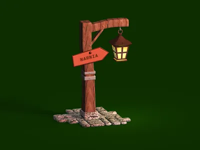 3. Enchanted Narnia Lamp Post - 3D Isometric Art 3d 3d art animation beginner 3d art branding design practice digital illustration enchanted scene fantasy art fantasy scene graphic design isometric design lamp post lantern art learning 3d logo narnia rustic scene spline 3d ui