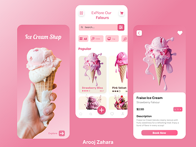 Ice Cream Bliss - Mobile App Design app design graphic design ice cream app mobile app ui uiux