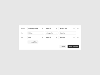 Filter active apply changes branding button cta design exploration digital design equal not to equal to figma filter inactive light mode product design saas filter sort ui ux web web design