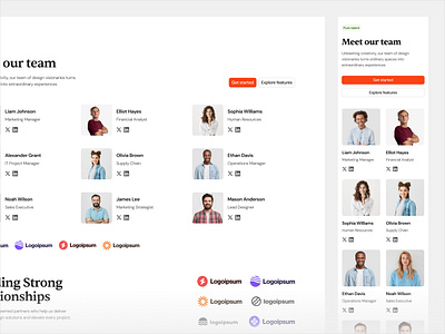 Team Section · Koala UI about branding clean design system elegant grid koala koala ui light light mode modern palette saas team team section ui kit website