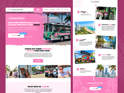 🦩Flamingo Bus Miami Tour Website Design. Developed on Wordpress design flamingo graphic design landing landing page tour website ui uiux ux vacation website wordpress