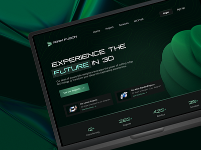 3D Agency Website 3d design green ui ux web