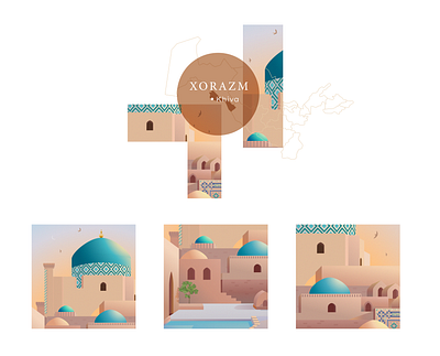 Illustration - Along the silk road, Uzbekistan ancestral ancient architecture bukhara camel city desert divine illustration illustrator luxury monument oriental parfum spiritual storytelling tiles travel travel illustration uzbekistan