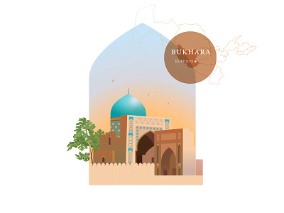 Illustration - Gateaways to Uzbekistan's treasures ancestral ancient architecture bukhara camel city desert divine illustration illustrator library luxury oriental parfum spiritual storytelling tiles travel travel illustration uzbekistan