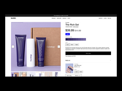 Nude | Product details page | Online store branding clean design conversion optimization creative design e commerce design figma template homepage design landing page modern ui multi brand store product page design prototyping responsive design shopify template ui ui kit uiux design user experience visual design web design