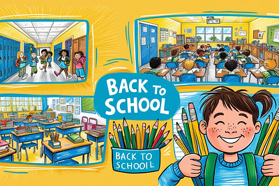 Back to School Hand draw set design graphic design illustration vector