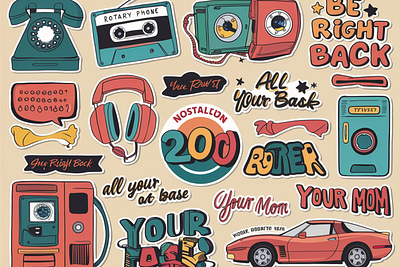 Nostalgia Sticker Pack design graphic design illustration vector