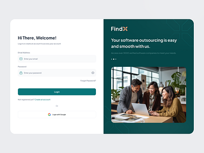 Login page - Software sourcing platform clean create account email verification log in onboarding sign up software ui ux web