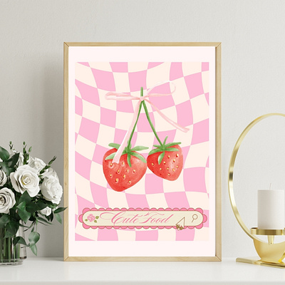 Cute aesthetic wall art Mockup canva coquette design graphic design mockups pink poster