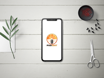 PODZEST- The Podcast Application adobeillustrator appdesign branding creativebranding dribbble graphic design graphicdesign hireme logo logodesign microphonelogo mockup orangetheme podcastlogo soundwaves uiuxdesign webdesign