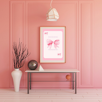 Cute aesthetic wall art mockup design canva coquette design graphic design illustration mockups pink poster