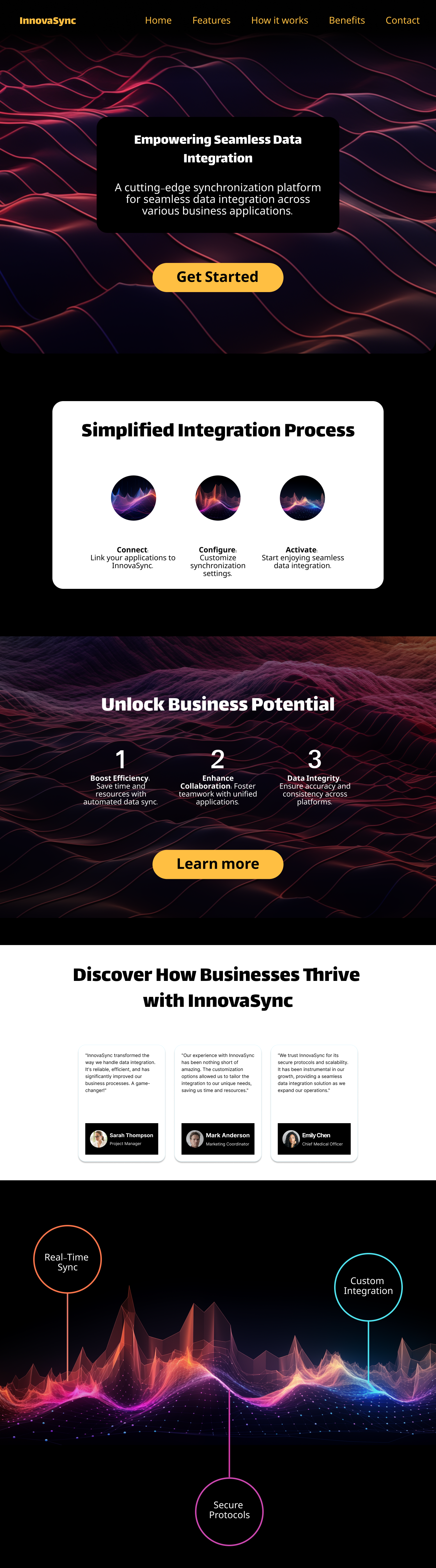 Innova Sync figma landing page ui web design