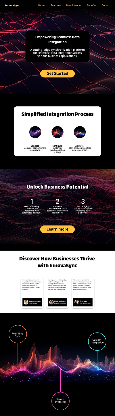Innova Sync figma landing page ui web design