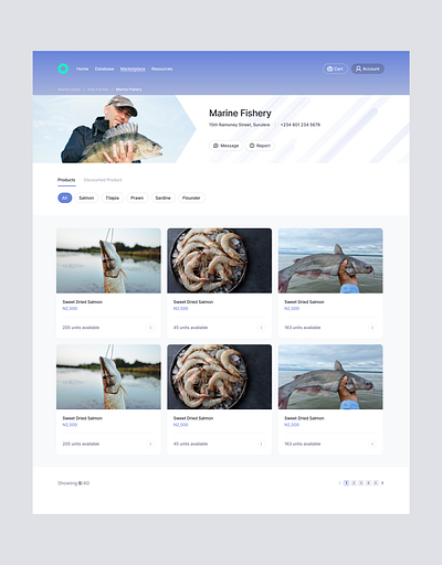 Aquaculture markplace Website design ecommerce ui website