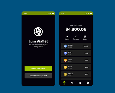 Lum Wallet UI Design branding creativity logo ui ui design user interface ux ux design visual design