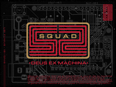 SQUAD TWO - Deus Ex Machina brand and identity firefighter logo logo design red schematics