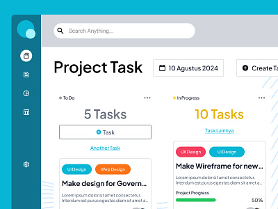 Project Task Dasboard dashboard design figma landingpage monitor project task user interface