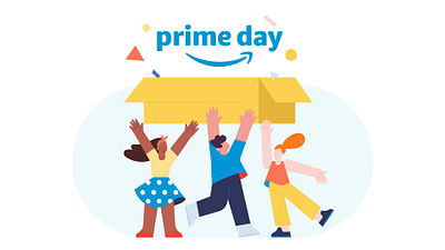 It's Prime Day! amazon box branding characters delivery drawings graphic graphic design illustration package vector art