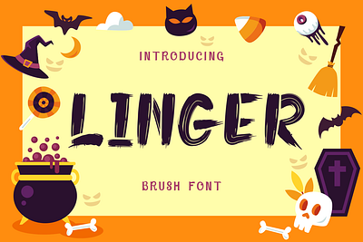 Linger – Brush Font advertising bold font branding font brush font business card creative font display font greeting card halloween font horror font illustration invitation font logo design magazine font packaging font poster font product design scary font spooky font unique font