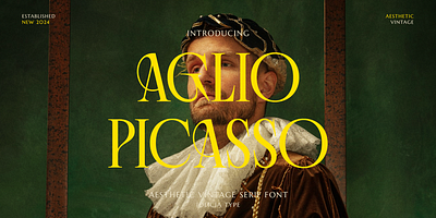 Aglio Picasso | Aesthetic Vintage Serif Font | Free To Try Font canva font multilingual serif font