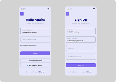 Sign Up ffi figma floral login mobile app sign in signup ui uiux design