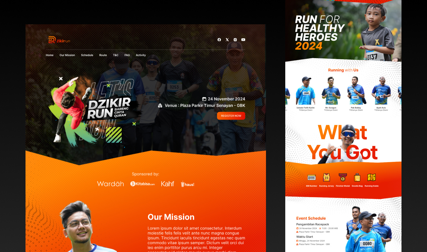 Running Landing Page UI Design - Dzikirrun graphic design landing page ui ux