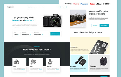 Capturent - Fotography and Videography Rent Equipment Platform camera ui web