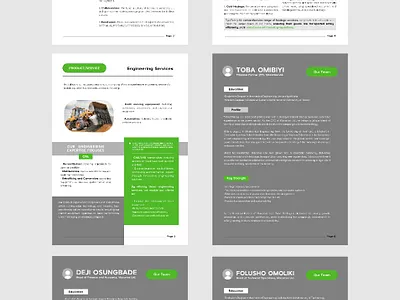 Macarios company profile arrangement black brochure clean company profile graphic design green minimalist typography white