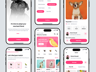 Pet Adoption Mobile App Design adoption app design cat cat adoption mobile mobile app mobile app design mobile apps pet pet adopt pet adoption pet app pet care pet shop pet shop app pet shop design pet shop ui pet store ui design ui8