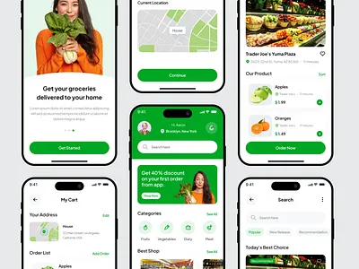 Grocery Market - Mobile App app design app ux clean app clean ui food food delivery fruit fruit app groceries grocery app grocery market grocery market mobile app mobile app mobile ui popular app store app ui uiux ux vegetable