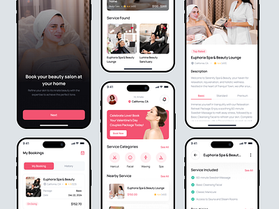 Beauty Services App Design app beauty beauty app beauty product beauty salon clean clinic haircut makeup manicure massage mobile online salon service skin care spa style ui design ui8