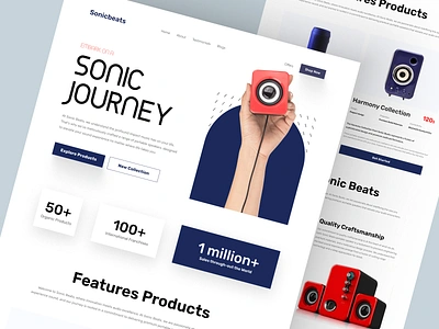 Sonicbeats - Shopify Website Design for Bluetooth Speackers bluetooth speackers design homepage illustration interface landing landing page product product details product landing page product website shopify shopify landing page shopify website single product store store web design website wireless speackers