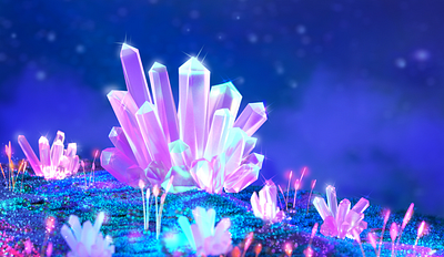 C4D Art - Blooming Crystals c4d design fllower graphic design illustration ui